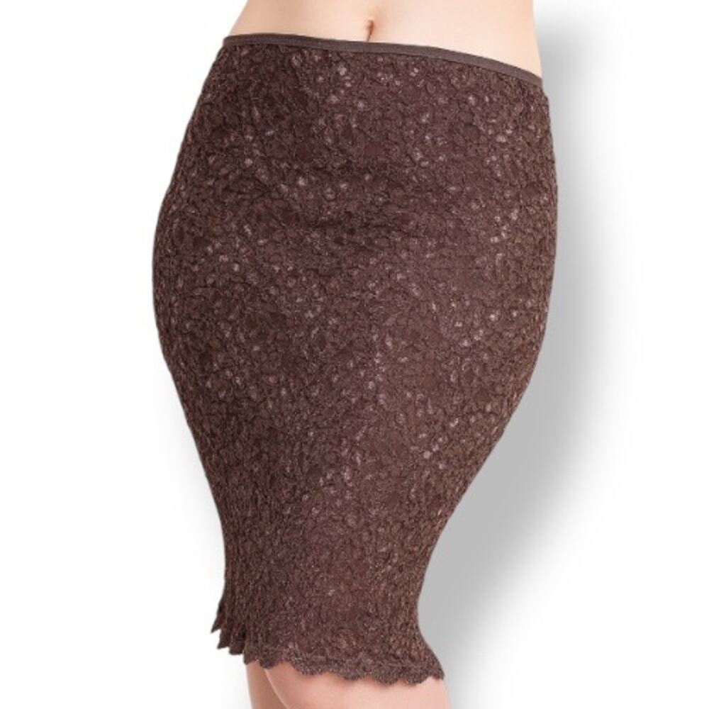 Ann Ferriday Brown Stretch Lace Skirt One Size USA Y2K Romantic Bow Trim Fairy‎